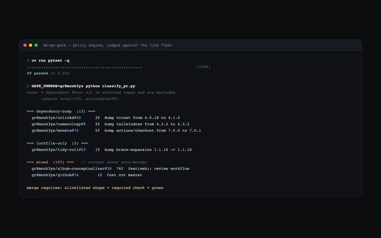 merge-gate: Decide what merges without a human preview